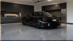 Illustrative finished high-gloss epoxy garage floor